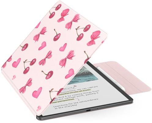 MoKo Magnetiskt fodral för Kindle Scribe 11 tum (3:e generationen) och Kindle Scribe Colorsoft (1:a generationen) - Smalt premium PU-fodral med penna och automatisk sömn/väckarklocka, rosett med