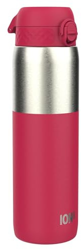 Ion8 Borraccia Termico 1 Litro, Acciaio Inox Isolamento, a Prova di Perdite, Facile da Aprire, Serratura Sicura, Lavabile in Lavastoviglie, Maniglia per il Trasporto, Mezzo Taglio Viva Magenta