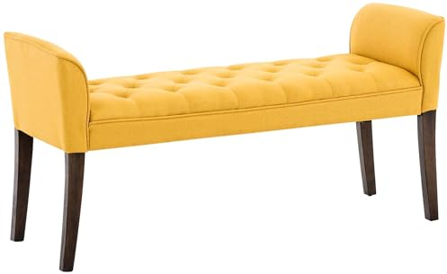 CLP Chaiselongue Cleopatra I Stoff-Bezug I Polsterbank, Farbe:gelb, Gestell Farbe:antik-dunkel