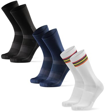 DANISH ENDURANCE Wadenlange Fahrradsocken, Gepolstert, 3 & 5 Paar | Gepolsterte Lange Rennradsocken, Atmungsaktiv & Schnelltrocknend für Rennrad, MTB & Sommertouren, Unisex