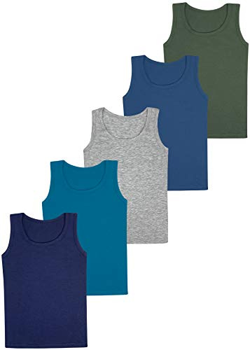 LOREZA ® 5 Jungen Unterhemden Baumwolle Tank Top - Basics