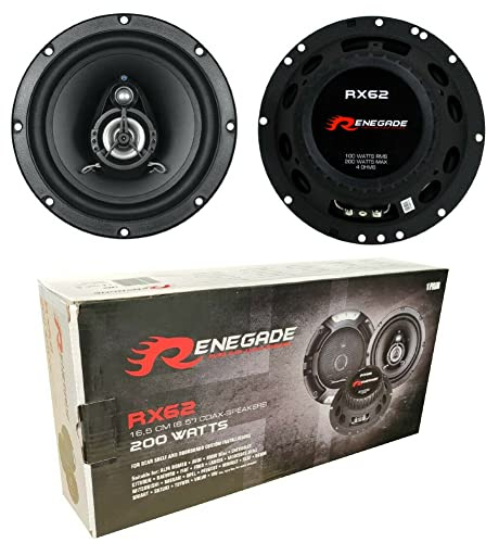 2 Lautsprecher RENEGADE RX62 koaxial 2 Wege 6,5 16,50 cm 165 mm Durchmesser 100 watt rms 200 watt max impedanz 4 ohm 90 db spl Auto schwarz, pro Paar
