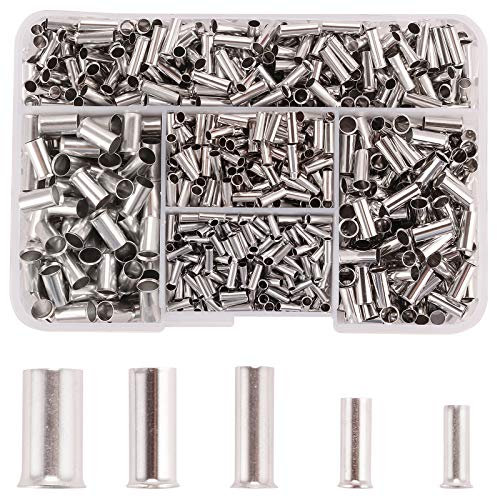 Rantecks ​​1250PCS Kit Terminali Puntalini AWG 6 8 10 12 14 Raccordo a crimpare in rame Puntali non isolati Terminale terminale per auto automobilistiche Motociclette Barche Strumenti elettrici