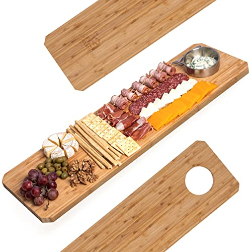 Bamboo Home Life Long Charcuterie Board - 30 Inch Long Cheese Board Includes Hole for Dips or to Hang on Wall - Great for Meats, Cheeses, Appetizers Platter at Parties, Gifts