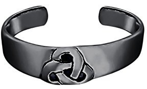 Wunderschöner verstellbarer keltischer Dreifaltigkeitsknoten-Zehenring für Damen, 14 Karat schwarz vergoldet, 925er Sterlingsilber, Midi-Ring