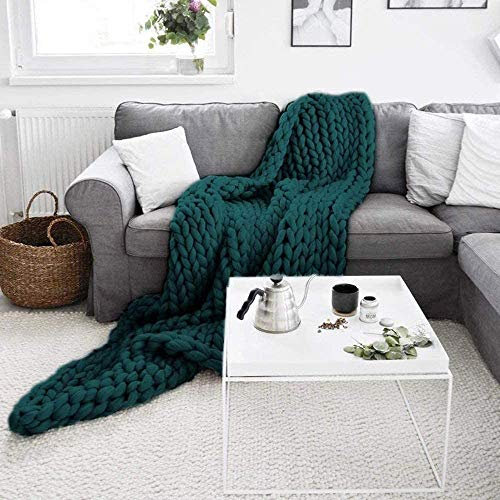 MANG Chunky Strick-Kuscheldecke Große Zopfmuster Grobstrick Gestrickte Decke 48x 60 Strickdecke Überwurf Mode Zuhause Dekor Geschenk Grün/Grau/Pink