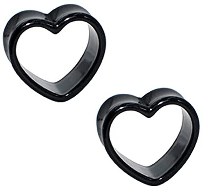 XINHE 2 Stück Piercing Ohr Tunnel Set Silikon Acryl Flesh Superdünn Reinfarbe Herzförmig Double Flared Tunnel Plug Punk Mann Unisex 4-25mm,Schwarz,1/2(12mm)