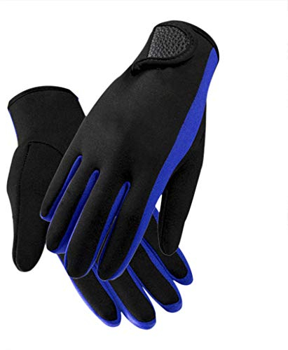 AfinderDE 1,5mm Neoprenen Tauchhandschuhe Wasserdicht Anti-Rutsch Elastische Tauchen Gloves Neoprenhandschuhe Thermohandschuhe Schwimmen Handschuhe für Tauchen Surfen Schnorcheln Kajakfahren, Blau M