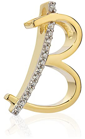NKlaus Buchstaben Anhänger Echt Gold 333 mit Zirkonia für Damen - Kleine bicolor Kettenanhänger Alphabet von A bis Z Echtgold - Glanz ABC Goldanhänger