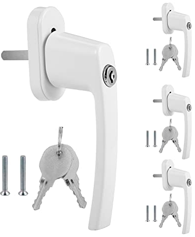 Cecaylie Aluminium Fenstergriff abschließbar, 4 Stück Kindersicherung Fenstersicherung mit Schloss in Stiftlänge 35mm, Geeignet für Schlüsselfenster, Balkontürgriffe (Weiß)