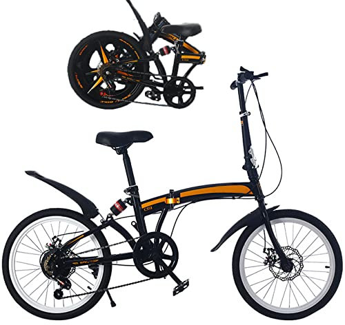 Faltrad für Erwachsene Klapprad 6 Gang-Schaltung Klappfahrrad Quick-Fold-System Fahrräder Klappfahrrad für Outdoor Reisen Camping,Black/Spokes / 20inch