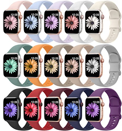Higgs 15 Pezzi Cinturini Compatibile con Cinturino Apple Watch 38mm 40mm 41mm 42mm 44mm 45mm 46mm 49mm Donna Uomo, Bracciale per Serie 1110 9 8 7 SE 6 5 4 3 2 1 ultra 3/2/1 Sportivo Silicone Morbido