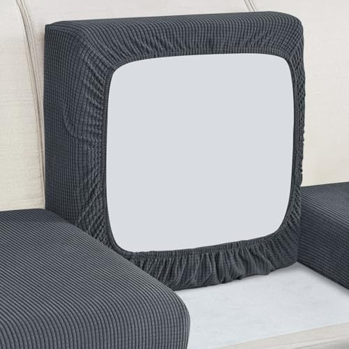 HEYOMART Sofa Seat Cushion Cover, Sofa Couch Cushion Furniture Protector, Universal Non-Slip Sofa Slipcover Replacement with Elastic Bottom Spandex Jacquard Fabric Small Checks (1 Seater, Dark Grey)