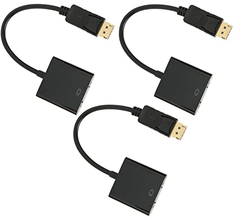 Aeun Adaptador DP a VGA Adaptador DisplayPort a VGA Conexión Segura 3 Piezas 1920x1080 Diseño Compacto para HDTV