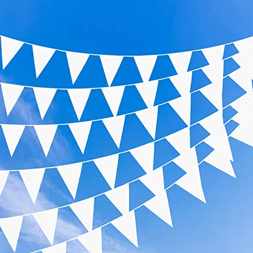 KERANEET 12m Guirlande de Fanions Blanc 50 Pièces Blanc Drapeau Triangle Guirlande de Fanions en Tissu pour Décorations de Mariage Fête Anniversaire Jardin