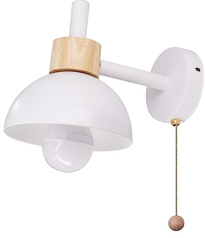 Chrasy Moderne Wandleuchten, E27-Sockel, Wandstrahler, Retro, Metallleuchter mit Zugschnurschalter, weiße Wandbeleuchtung für Schlafzimmer, Wohnzimmer, Dachboden, Veranda, Flur