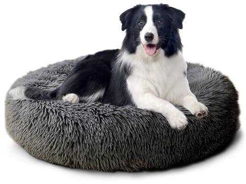 CALIYO Hundebett Mittelgroße Hunde, Katzenbett Flauschig, Katzenkissen Hundekissen Waschbar, Trocknergeeignetes Katzen Bett, Hundebetten Rund Katzenkörbchen Durchmesser 70 cm(Dunkelgrau)