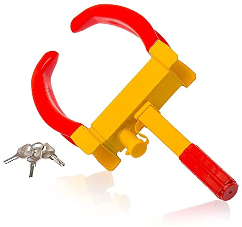 Diebstahlsicheres Autoschloss, robuste Radsicherungsklemme, Radkralle, Parkkralle, Auto-Radschloss, Diebstahlsicherung, Radschloss mit 9 Löchern, verstellbar für Autos, Motorräder, Geländefahrzeuge,