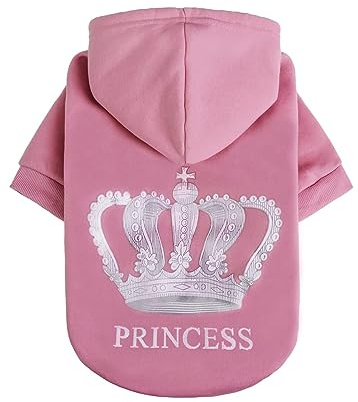 EXPAWLORER Princess Dog Hoodie - Soft Dog Jumper Fleece Sweater Cold Weather Pet Clothes Sweatshirt, Pitbull Clothing Puppy Outfit Coat Apparel for Cat Small Medium Large Girl Dogs, S-M