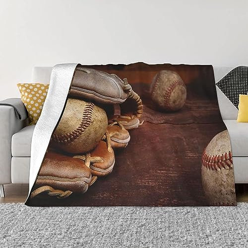 Kuscheldecke 80 x 150 cm 3D Baseball Flanell Fleecedecke, Weich Warm Flauschig Decke Sportthema Wohndecke Decken für Sofadecke Couchdecke kuscheldecken für Kinder Erwachsene, Blanket