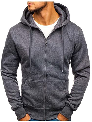 Oversized Sweatjacke Herren Mit Kapuze Hoodie Basic Reißverschluss Herbst Winter Hoody Sweatshirt Kapuzenpullover Kapuzenjacke Hoodie Sweatshirt Pullover Streetwear Tops Paar Geschenke Dunkelgrau XL