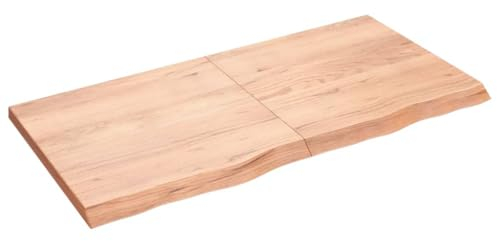 vidaXL Tischplatte, Schreibtischplatte mit Naturkante, Holztischplatte für Esstische Couchtische, Esstischplatte Couchtischplatte DIY Platte, Hellbraun Massivholz Eiche Unbehandelt