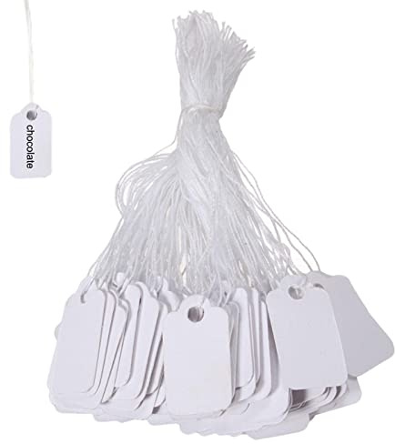 Anloximt 100 Stück Leere Etiketten mit Schnur Etiketten mit Schnur Geschenk-Hängeetiketten Personalisierte Geschenkanhänger Preisschilder Blanko-Versandschilder für Geschenke Schmuck Kleidung