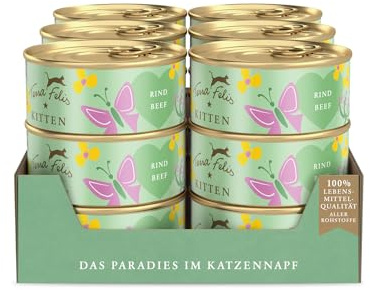 Terra Felis Rind, Kitten Nassfutter, 18x70g | 100% Lebensmittelqualität aller Rohstoffe, 90% Fleischanteil, getreidefrei, Alleinfuttermittel