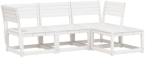 vidaXL Garten Lounge Set 4-TLG., Sofagarnitur mit Latten-Design, Gartengarnitur Modular, Gartenmöbel Gartensofa Fußhocker, Weiß Massivholz Kiefer