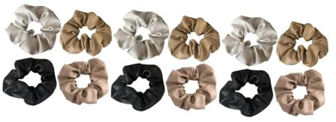 MAGICLULU 12 Dickdarm-Scrunchie aus Leder Haargummis für elastische Haarbänder haarschmuck Haarband für Pferdeschwanzhalter Herbst und Winter Haarring Kopf binden Stoff