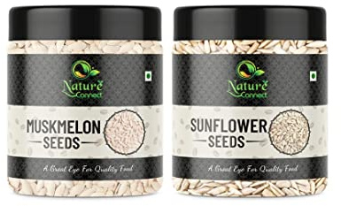 Nature Connect Combo Pack of Sunflower Seeds 250 gms and Muskmelon Seeds 250 gms_Packing May Vary