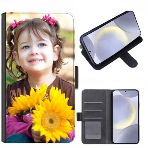 Personalised Phone Case for Samsung Galaxy S23 Ultra, Personalised Image/Picture/Photo Custom Design on Leather Wallet Magnetic Side Flip Folio Phone Cover With Card Slots (Galaxy S23 Ultra)
