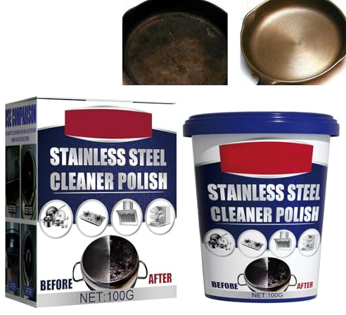 KOAHDE Stainless Steel Clean Wax,Powerful Cookware Derusting Cleaning Paste,Nano Stainless Steel Cleaning Paste,Cookware Cleanser for Home,Kitchen All-Purpose Heavy-Duty Cleaning Wax,100G