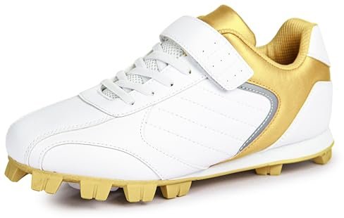 Sooneeya Kinder-Baseball-Stollen – Gummi-Softball-Stollen – Jungen und Mädchen, niedrige Sportschuhe, Gold, 1 Little Kid