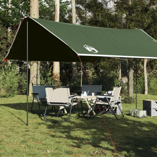 Tino Tech Tarp Outdoor Tent Camping Zelt Plane Ultraleicht Camping Zeltplane Zeltunterlage für Ourdoor Camping Zeltplane Tarp für Hängematte Wasserdicht Tarp 430x380x210 cm Polyester Grün