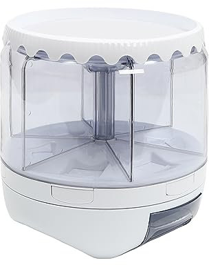 TaNeHaKi Drehender Lebensmittelspender, 6/12 Gitter Reisspender, Trockene MüSlispender,KüChe Aufbewahrungsbox Mit Deckel FüR Reis Und Getreide (6)