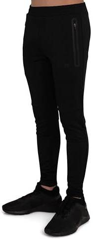 TCA Niño Rapid Pantalon con Bolsillos con Cremallera - Pantalones Chandal Pistero - Negro, 10-12 años