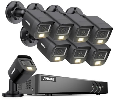 ANNKE 3K Lite Wired Security Camera System with Mic/Audio, H.265+ Surveillance 8CH DVR with AI Human/Vehicle Detection, 8 x IP67 CCTV 3K 5MP Camera with Smart Dual Light, Color Night Vision, No HDD