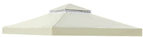 10x10FT Double Tier Garden Gazebo Canopy Top Replacement with Air Vent Waterproof Outdoor Grill Shelter Cover for Yard Patio Pavilion Beige Durable and Stylish Protection for Your Outdoor