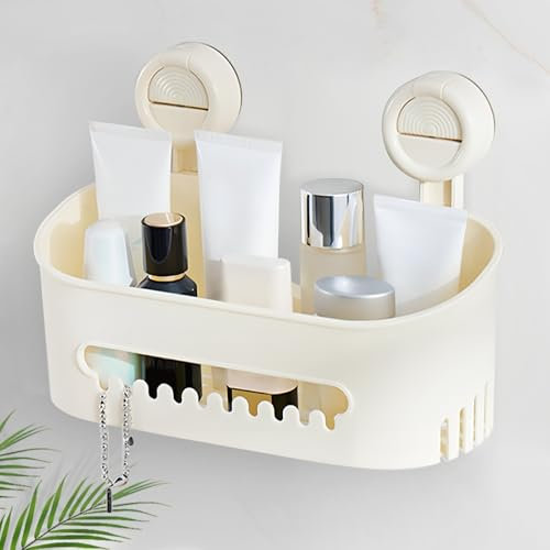 Home-X Shower Caddy, Bathroom Storage Shower Shelf Caddy Storage Organiser Removable & Waterproof No Drilling, Basket Rack Suction Cup for Shampoo Conditioner Razors Soap