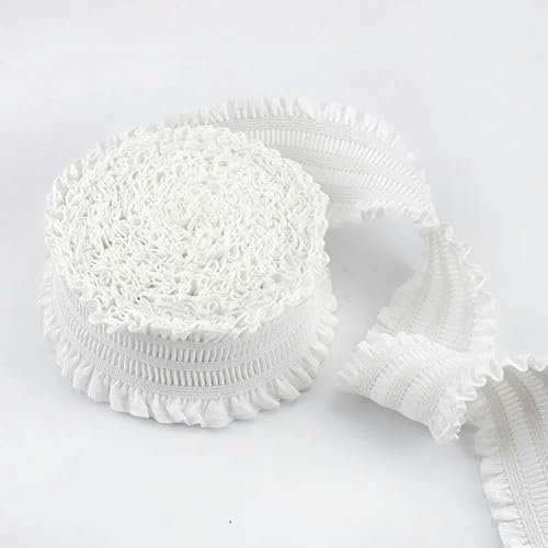 5/10 metros 50 mm bandas elásticas con volantes cinta elástica de encaje plisado banda de goma para cintura de vestido accesorios de costura - - 50 mm - 5 metros