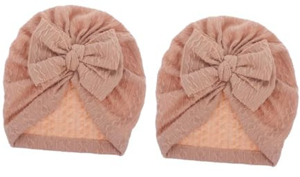OATIPHO 2stücke Schleifenmütze Neugeborenen Turbanmütze Atmungsaktive Babymütze Elastische Babymützen Kopfbedeckung Für Kleinkinder Mädchen Und Jungen Braun