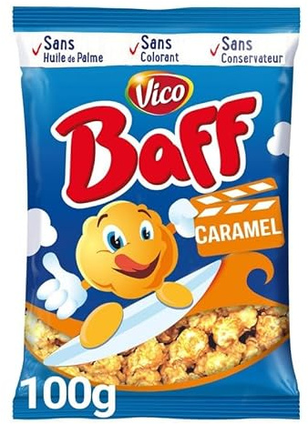 Savourez le Baff Pop-Corn Caramel VICO BAFF 100G, snack gourmand et croustillant pour l'apéritif- Lot De 6