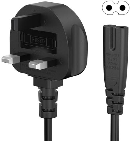 2 Pin Mains Power Lead Fig Figure 8 Cable Compatible with PS5 PS4 Xbox Samsung Toshiba Panasonic JVC Philips LG Sharp Sony TV Canon Pixma HP Brother Printer Asus Toshiba Laptop Charger1.8m (Black)