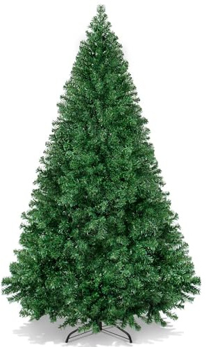 Asinse 240cm Künstlicher Weihnachtsbaum, Tannenbaum mit Metallständer, Christbaum mit 1200 PVC Nadeln, Kunstbaum Weihnachten ideal für Zuhause, Büro, Geschäfte und Hotels, Grün