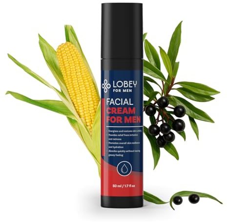 Lobey Crema facial para hombres – Cuidado pos-shave calmante con pimienta Tasman & MARSturize – Crema hidratante para quemaduras de afeitado, enrojecimiento y primeras arrugas – Se absorbe rápidamente