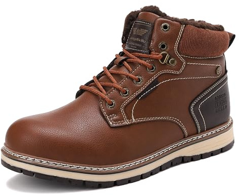 AX BOXING Stivaletti Invernali da Uomo Foderati Caldi Stivali Invernali da Uomo Moda Stivaletti Antiscivolo Stivali da Neve Trekking Taglia 41-46 EU(Marrone scuro_B,42 EU)