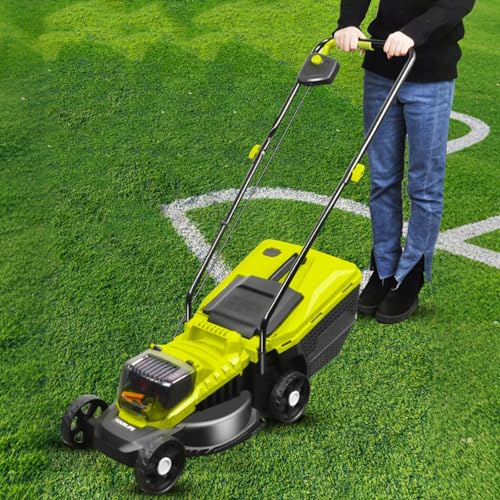 FJYAWEN Cortacésped Autopropulsado Inalámbrico De Iones De Litio De 40 V Sin Escobillas para Céspedes De hasta 600 M², Ancho De Corte De 33 Cm, con Batería De 4,0 Ah Y Cargador Incluido