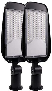 LUXULA 2 Stück LED Straßenlaterne 150W 17500lm, 5000K Neutralweiß | IP65 wasserdicht, Mastleuchte, Straßenlampe, Außenleuchte, Wegeleuchte für Hof, Parkplatz und Einfahrt