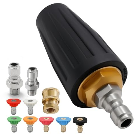 JUUDDENPARTS Nozzle Pressure Washer, 4000 PSI 360°Rotating (Max 5000 PSI) with 1/4 and 3/8 Quick Connect, 7 Pressure Nozzle Tips for Concrete Brick Driveway(4.0 GPM)